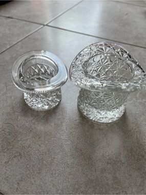 Vintage Fenton Cut Glass Daisy and Novelty Glass Cruet/toothpick Holders